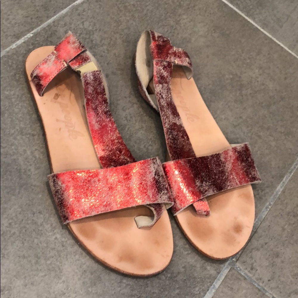 shiny red free people Sandals.